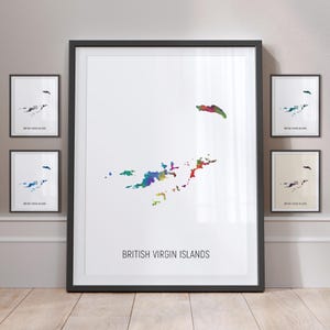 Mapa das Ilhas Virgens Britânicas, Pintura em aquarela, Arte, Impressão, Pôster MX (10793)
