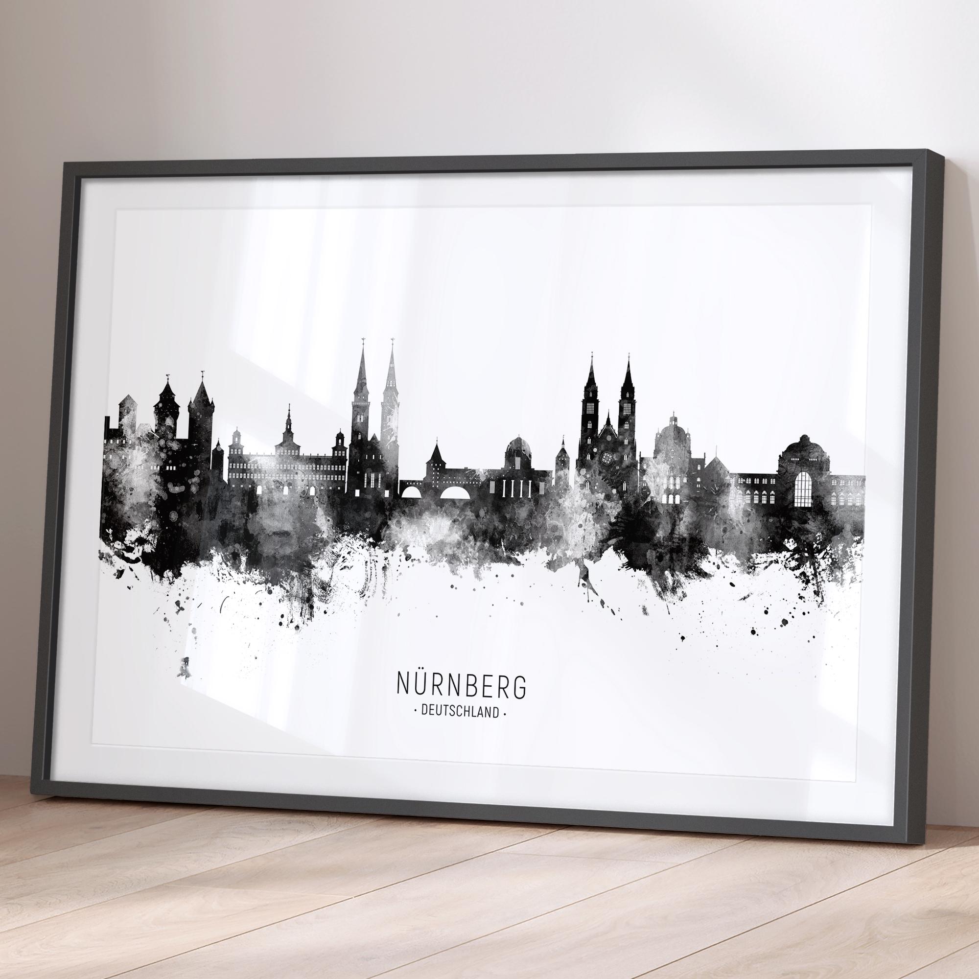 Nurnberg Skyline Deutschland, Cityscape Painting Art Print Poster BX (25381)