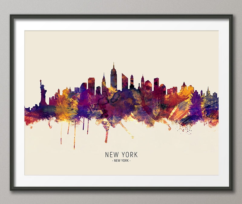 New York Skyline New York Cityscape Painting Art Print Poster - Etsy UK
