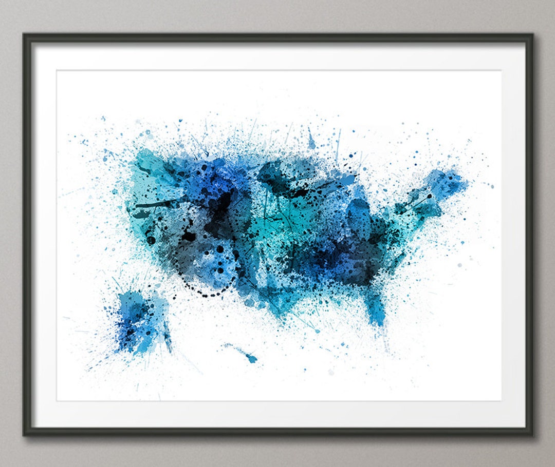 United States Paint Splashes Map USA Art Print 1519 - Etsy