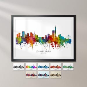 Johannesburg Skyline Südafrika, Stadtbild Kunstdruck Poster KX (6504)