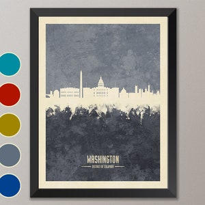 Washington DC Skyline, Washington DC Cityscape, Watercolor Art Print Poster (4231)