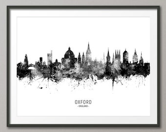 Oxford Skyline, Oxford England Cityscape Art Print Poster (11702)