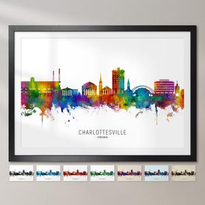 Charlottesville Skyline Virginia, Cityscape Painting Art Print Poster CX (27845)