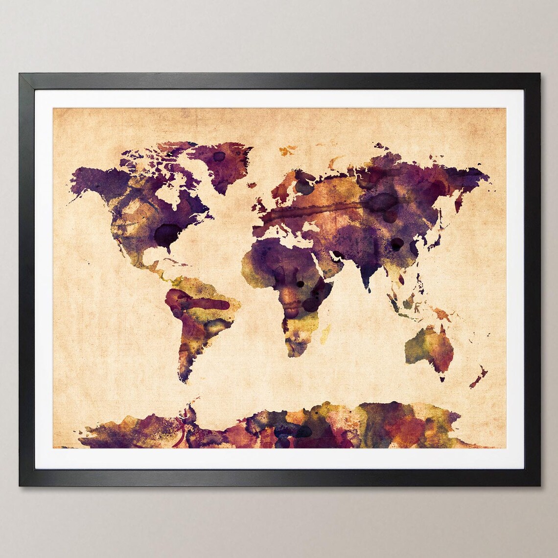 Watercolor Map of the World Map, Art Print WM (104) - Etsy
