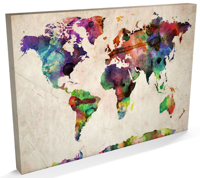 Map of the World Map Watercolour Canvas Art Print 22x34 inch  Etsy