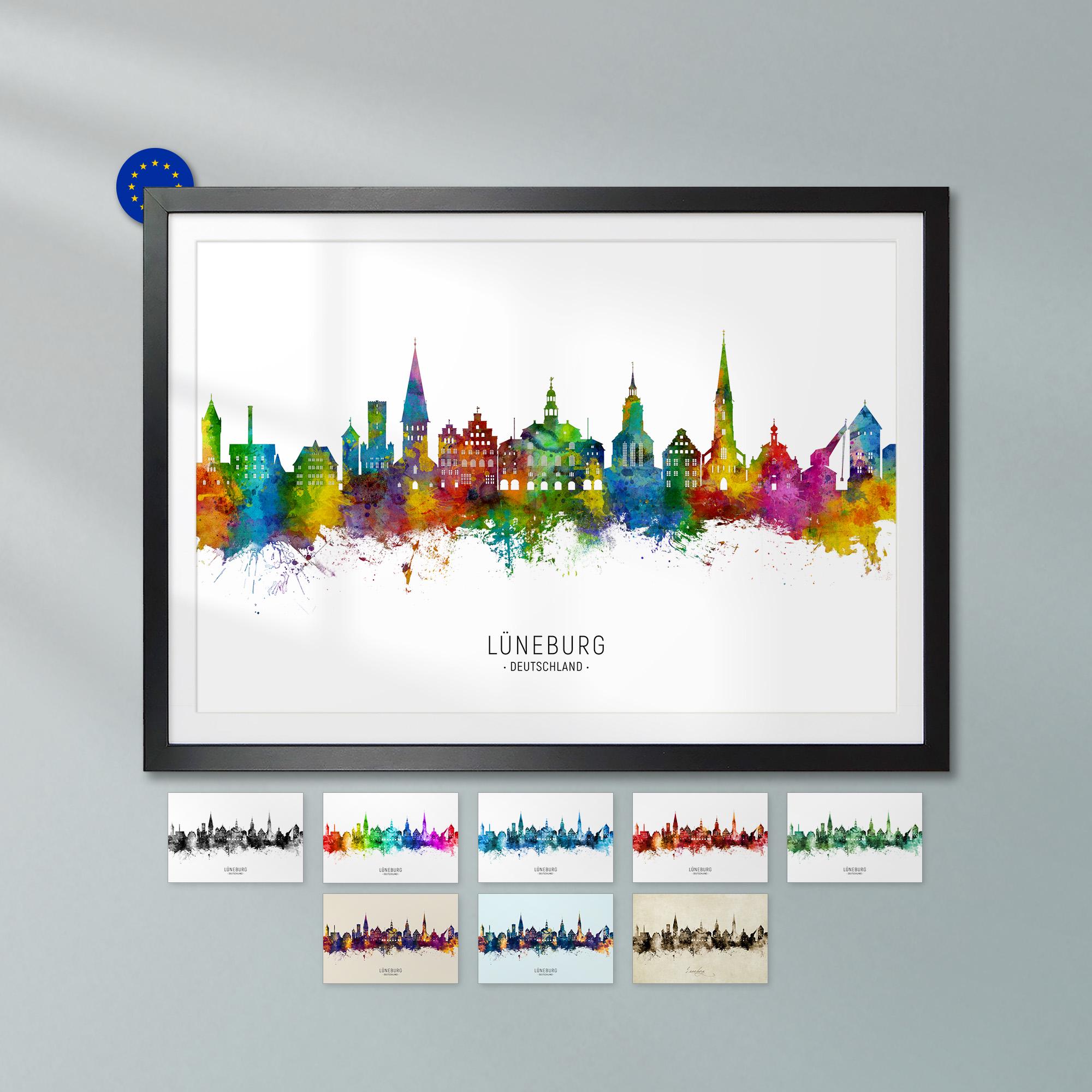 Luneburg Skyline Deutschland, Poster Print Cityscape Art ZX (27691