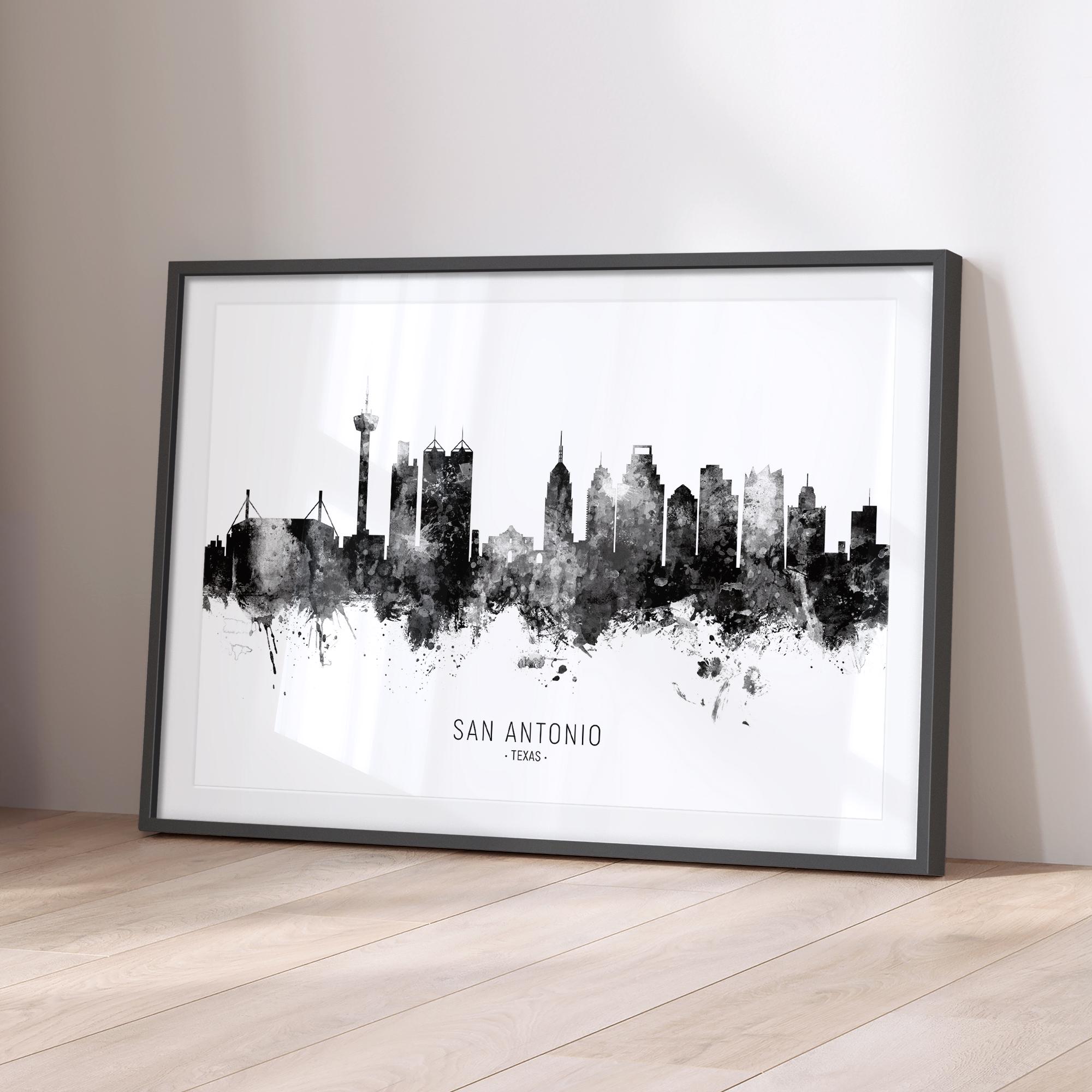 San Antonio Skyline Texas, Cityscape Art Print Poster BX (11691