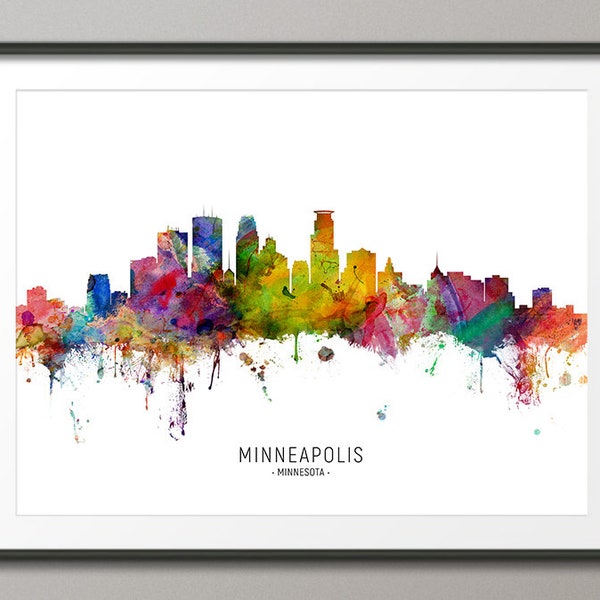 Minneapolis Skyline Minnesota, Cityscape Painting Art Print Poster CX (6575)