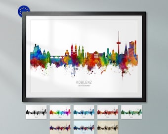 Koblenz Skyline Deutschland, Poster Print Cityscape Art ZX (6690)