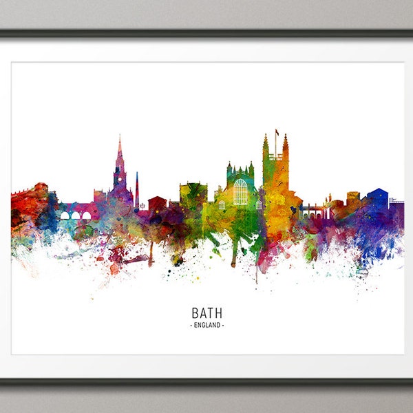 Bath Skyline Engeland, Cityscape Schilderij Art Print Poster CX (6581)