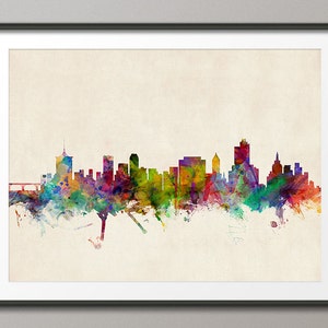 Skyline van Tulsa, stadsgezicht van Tulsa, Oklahoma, kunstafdruk (197)