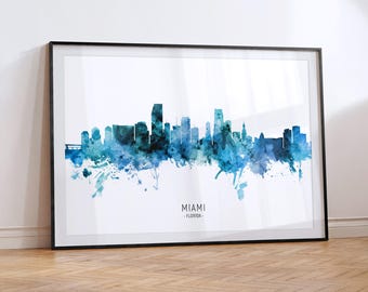 Miami Stadtbild Florida, Skyline Poster Kunstdruck RX (20596)
