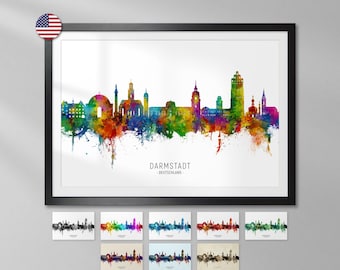 Darmstadt Skyline Germany, Art Print Poster YX (30317)