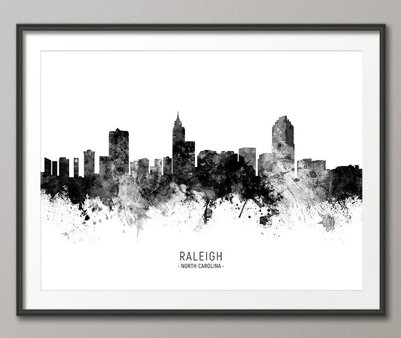Raleigh Skyline Raleigh North Carolina Cityscape Art Print Etsy