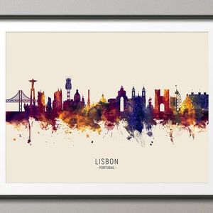 Lissabon Skyline Portugal, Stadtbild Malerei Kunstdruck Poster LS 14973 Bild 1