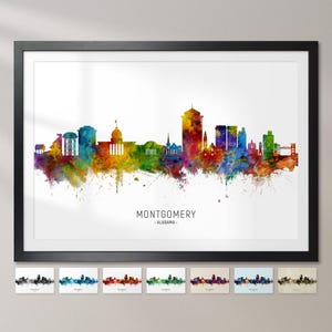Montgomery Skyline Alabama, Stadtansicht Malerei Kunstdruck Poster CX (10990)