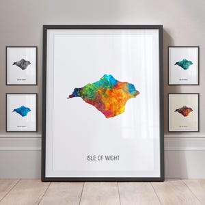 Carte de l'île de Wight, aquarelle, impression d'art, affiche MX (10855)