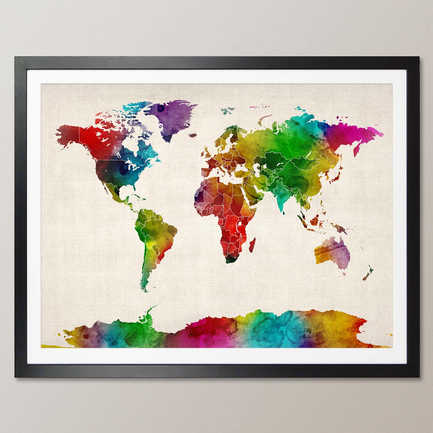 Watercolor Map of the World Map, Art Print WM (687) - Etsy