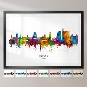 Póster con impresión artística de la pintura del horizonte de La Habana, Cuba, paisaje urbano CX (8928)