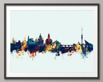 Dresden Skyline, Dresden Germany Cityscape Art Print (2885)