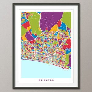 Mapa de Brighton, Mapa de la ciudad de Inglaterra, Art Print (27832)