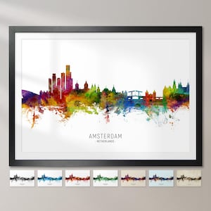Amsterdam Skyline Niederlande, Stadtansicht Malerei Kunstdruck Poster CX (6605)