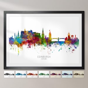 Edinburgh Skyline Schottland, Stadtansicht Gemälde Kunstdruck Poster CX (6498)