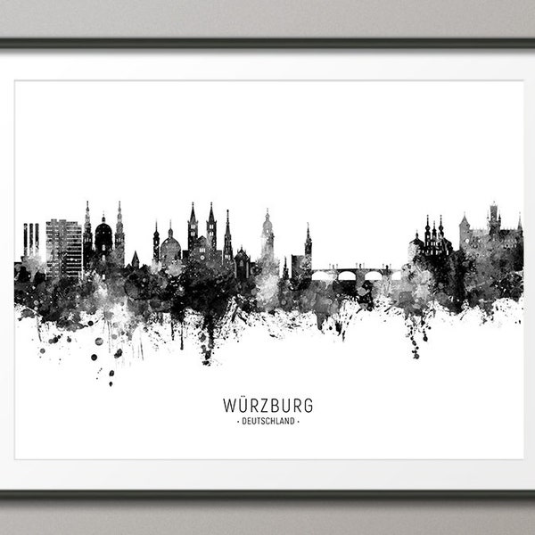 Wurzburg Skyline, Wurzburg Deutschland Cityscape Kunstdruck Poster (22385)