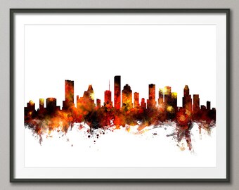 Houston Skyline, Houston Texas Cityscape Art Print (2152)