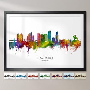 Ulaanbaatar Skyline Mongolia, Cityscape Painting Art Print Poster CX (22246)