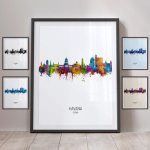Havana Skyline, Havana Cuba Cityscape Art Print Poster Portrait PX (8929)