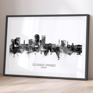 Skyline de Colorado Springs, Colorado, impression d'art peinture paysage urbain, affiche BX (21291)