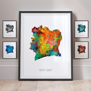 Elfenbeinküste Karte, Aquarell Malerei Kunstdruck Poster MX (10859)