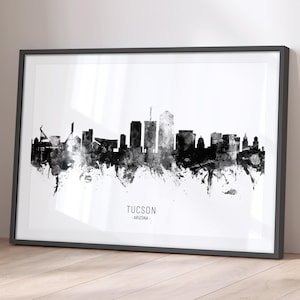 Tucson Skyline Arizona, Cityscape Painting Art Print Poster BX (11644)