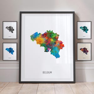 Kaart van België, aquarel schilderij Art Print Poster MX (10783)