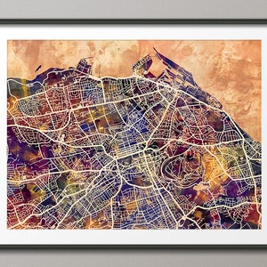 Carte d'Édimbourg, Écosse, impression artistique de plan de la ville d'Édimbourg (1572)
