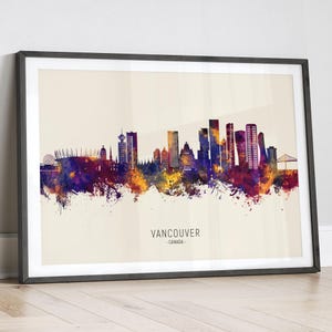 Vancouver skyline Canada, stadsgezicht schilderij kunstafdruk poster LX (35206)