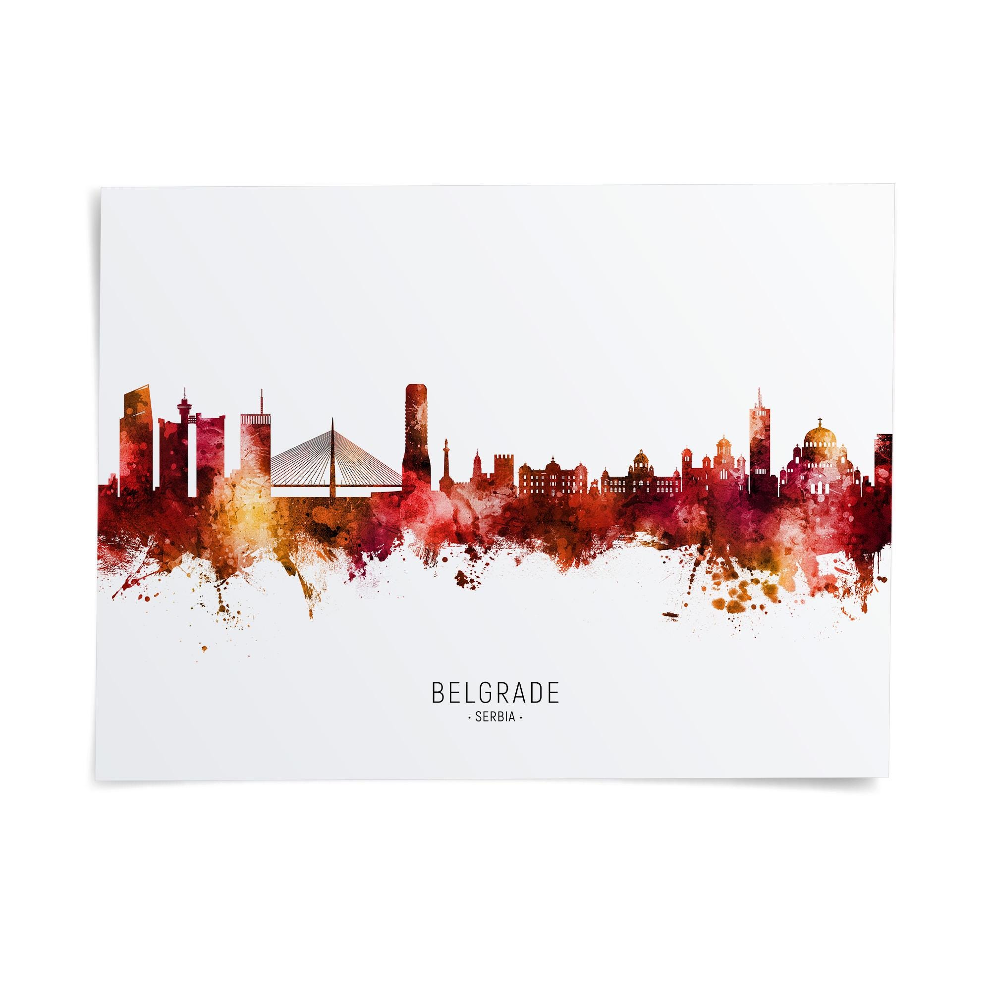 抽象画（版画）【ベオグラード Belgrade】 Belgrade Skyline Serbia, Poster Print Cityscape Art ZX (22712
