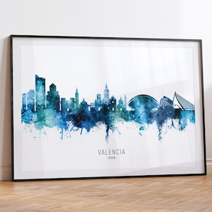 Valencia Cityscape Spain, Skyline Wall Art Poster Print RX (20783)