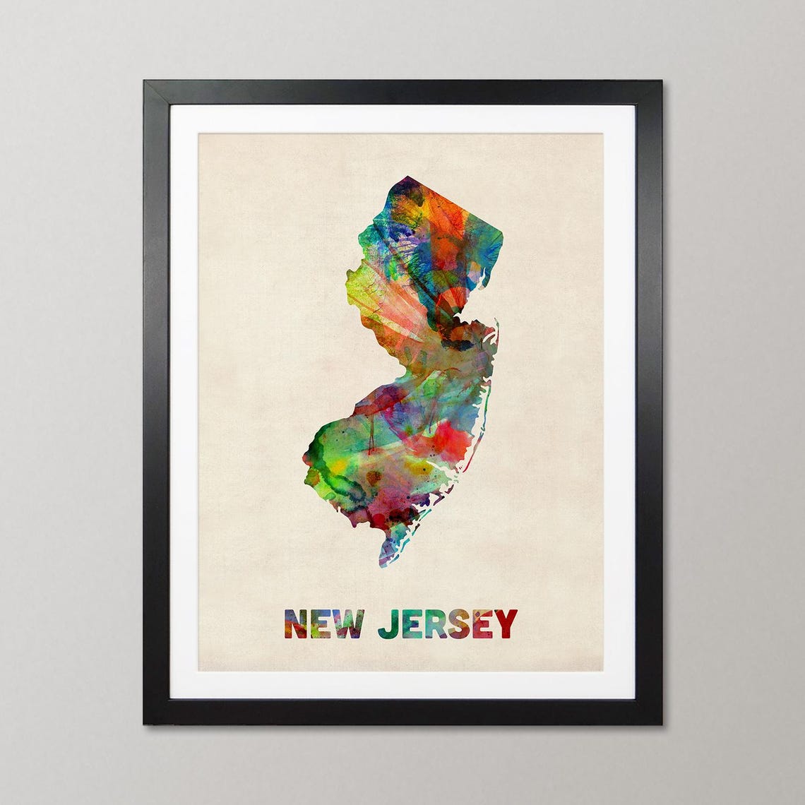 New Jersey Map USA, Watercolor United States of America Art Print ...