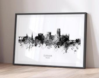 Skyline de Durham, Angleterre, poster impression d'art paysage urbain BX (11518)