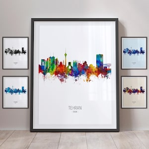 Tehran Skyline, Tehran Iran Cityscape Art Print Poster Portrait PX (4987)
