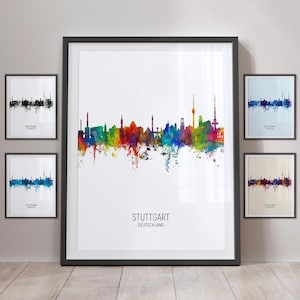 Stuttgart Skyline, Stuttgart Germany Cityscape Art Print Poster Portrait PX (5030)
