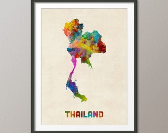 Thailand Watercolor Map, Art Print (2023)