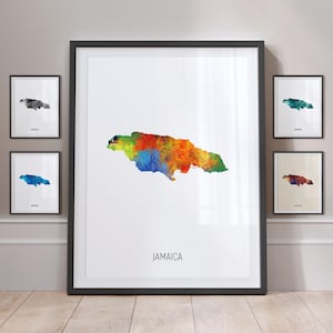 Carte de la Jamaïque, aquarelle, impression d'art, poster MX (10860)
