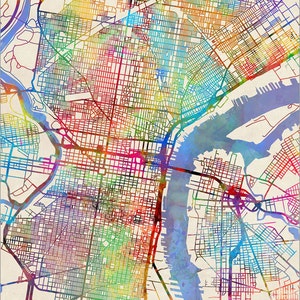 Philadelphia Map, Philadelphia Pennsylvania City Street Map, Art Print 2066 image 3