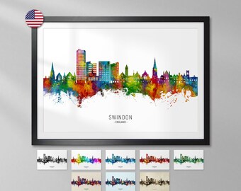 Swindon Skyline England, Art Print Poster YX (24105)