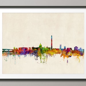 Ligne d'horizon de Washington DC, impression d'art paysage urbain (969)