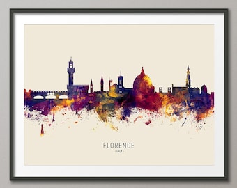 Florence Skyline Italy, Cityscape Painting Art Print Poster LS (15055)